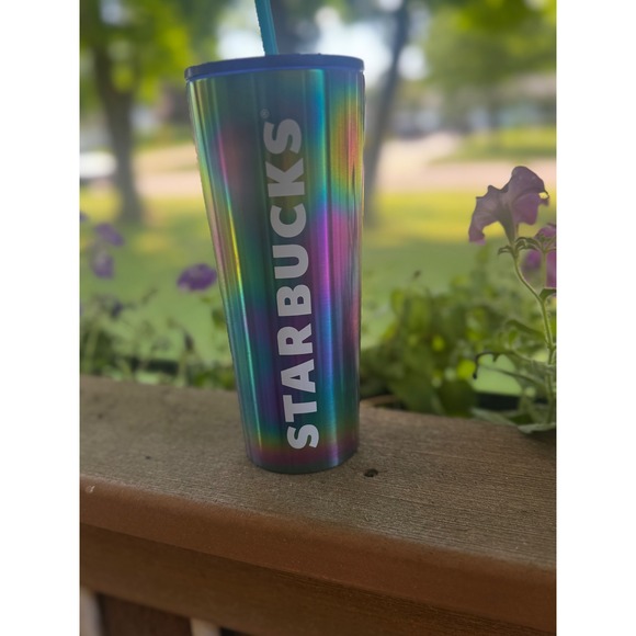 Starbucks Iridescent Tumbler with Straw Cold Cup Rainbow 24 oz - Picture 2 of 4